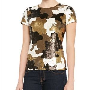 Michael Kors camo sequin top XS